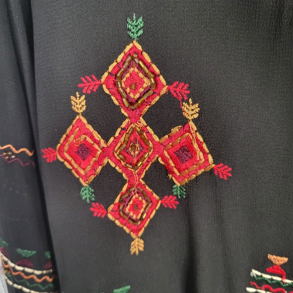 Chico's 2 Size L Twin Set Satin Tank Embroidered Beaded Crepe Shirt Jacket - Picture 14 of 14